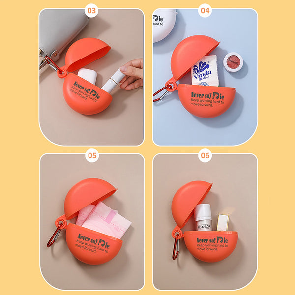Plastic Round Multi-purpose Empty Storage Box With Keychain (1 Pc)